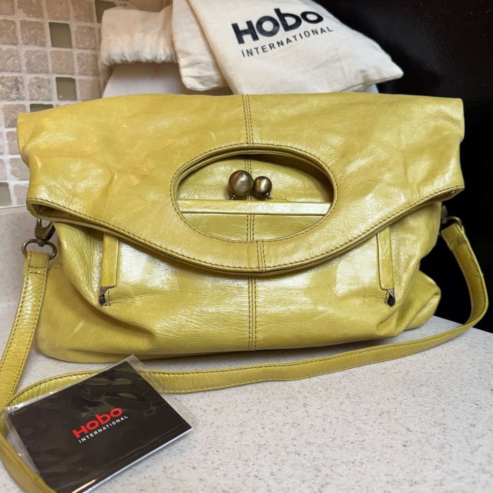 HOBO Yellow Shoulder Bag with Turnlock Closure